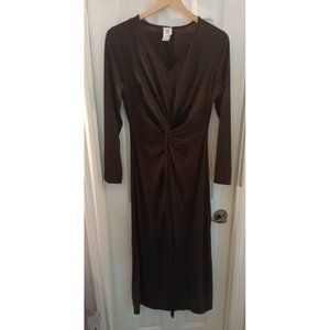 Women's Wrapper Black Knot Front Elegant Maxi Dress Size Large